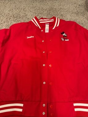 Disney Red Mickey Mouse Varsity Jacket with White Trim